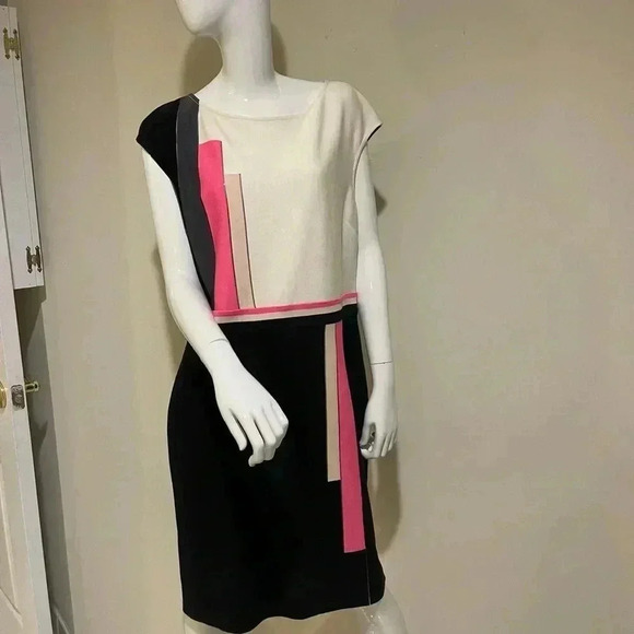 St. John Dresses & Skirts - ST.John Cavier multi gorgeous dress,new with a tag black, pink & cream stripes